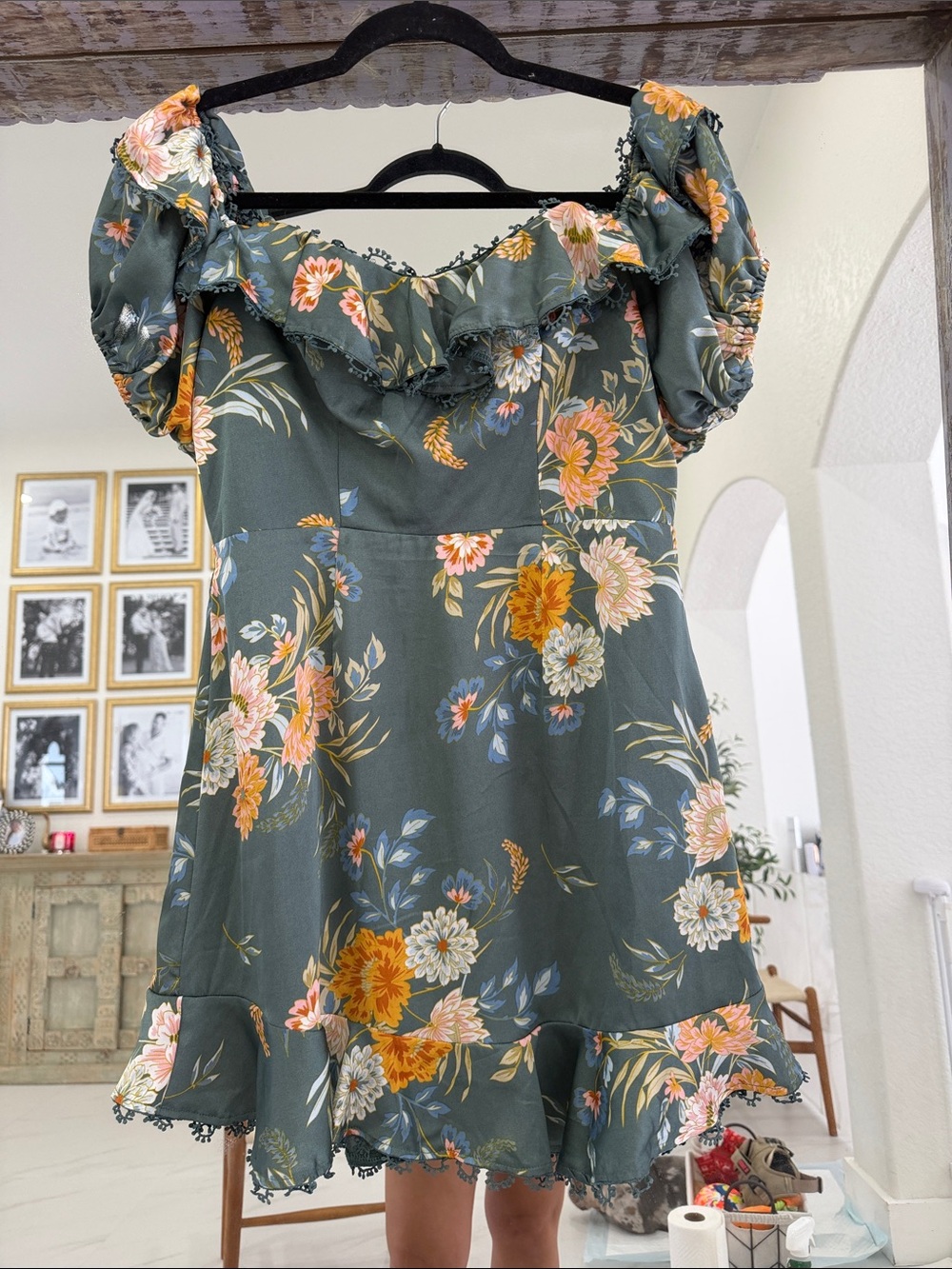Saints + Secrets Teal Floral Dress - Picture 7 of 11
